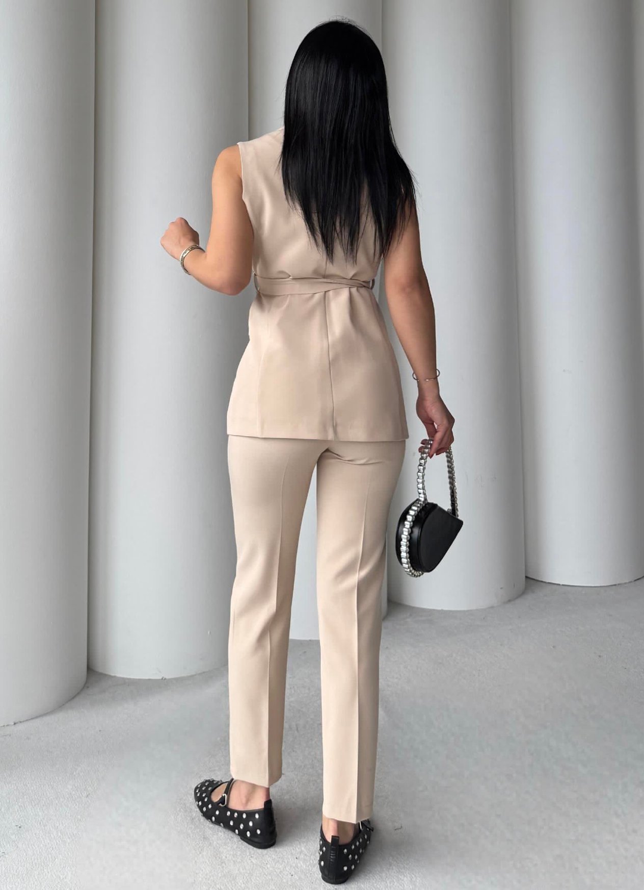 Karolin Yelekli Takım Bej