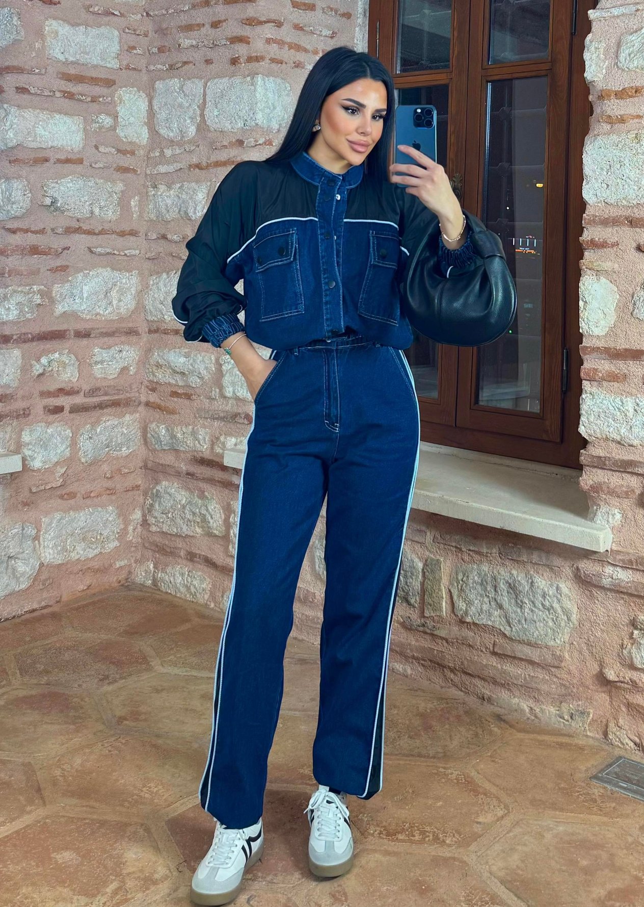 Kosi Paraşüt Detaylı Denim Takım Mavi
