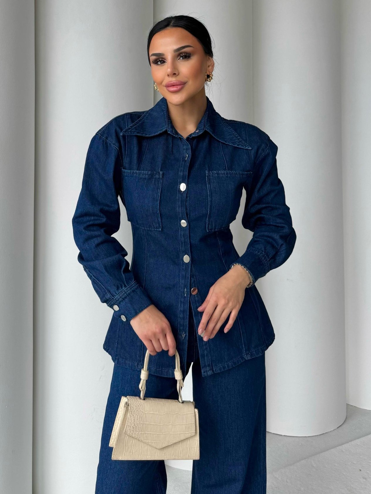 Lattes Denim Kemer Detaylı Takım Mavi