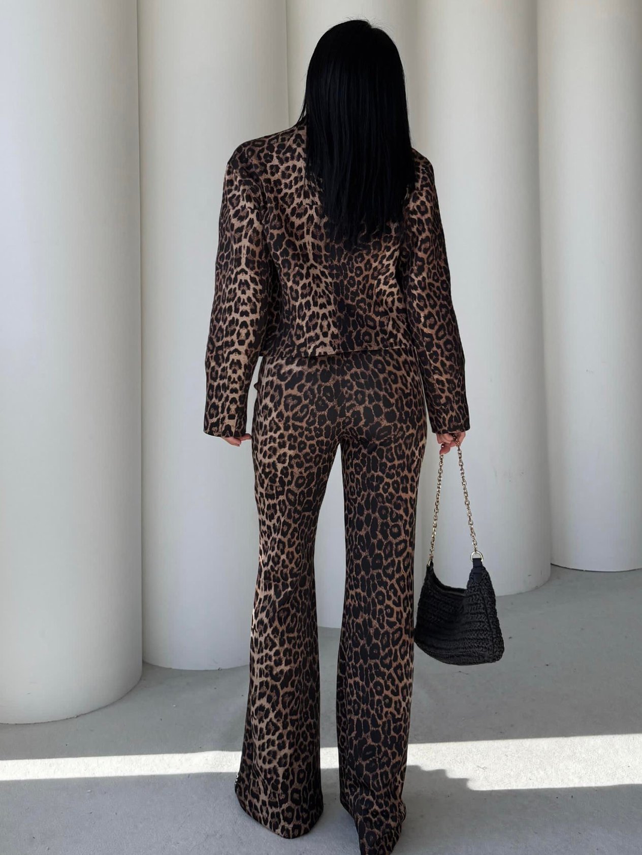 Lors Crop Ceket Pantolonlu Takım Leopar Desen