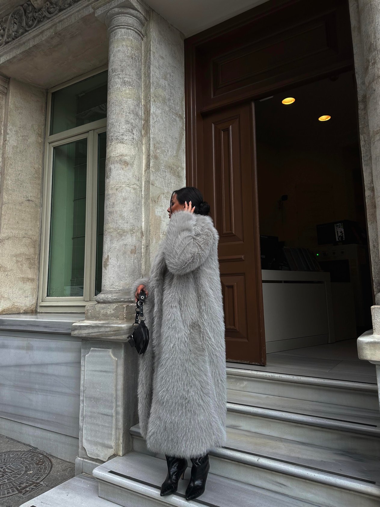 Lyon Kürk Kaban Gri