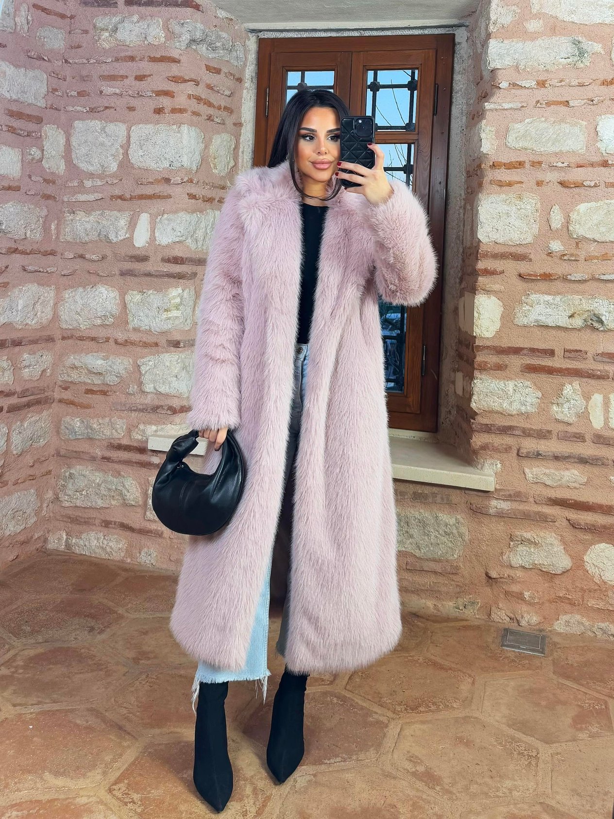 Lyon Kürk Kaban Pembe 