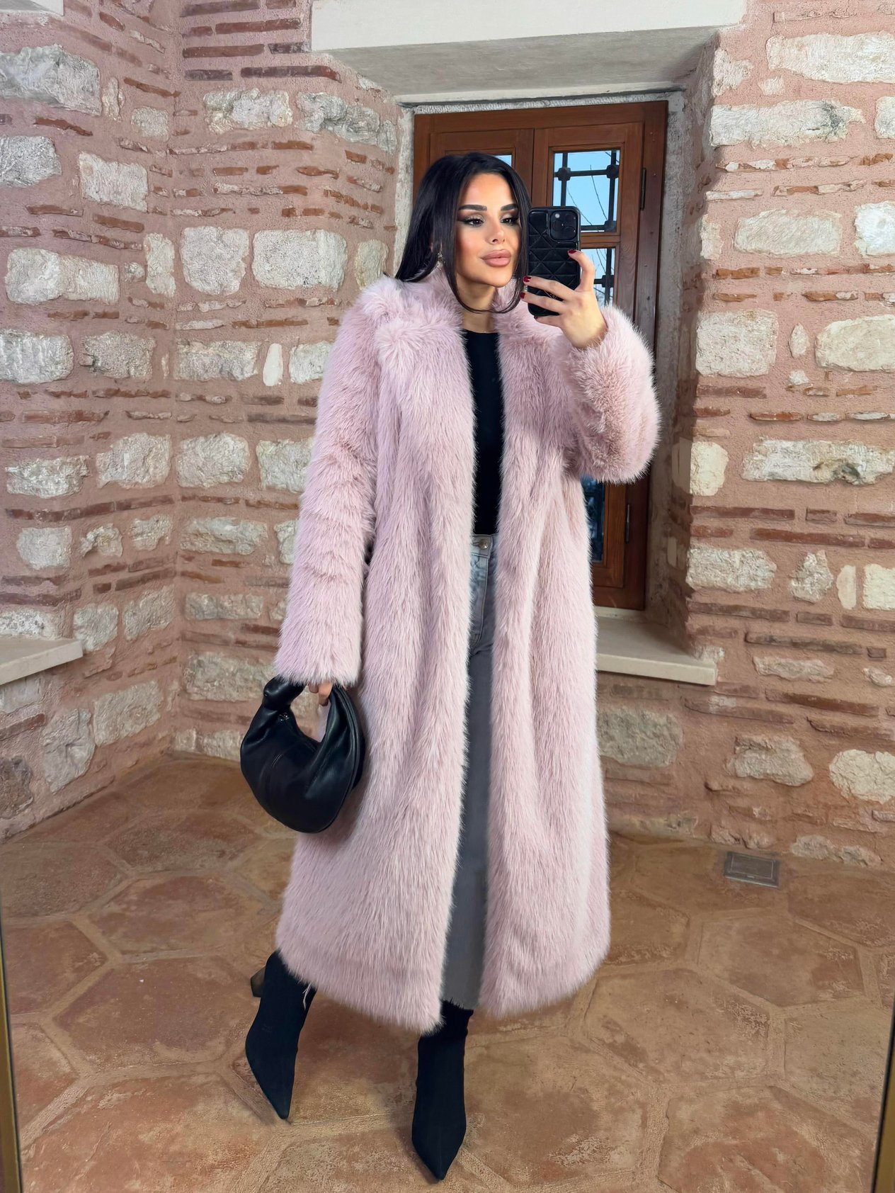 Lyon Kürk Kaban Pembe 