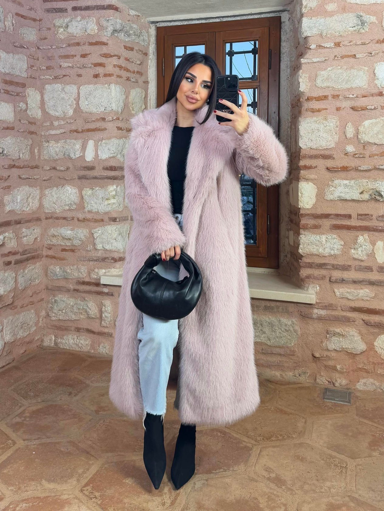 Lyon Kürk Kaban Pembe 