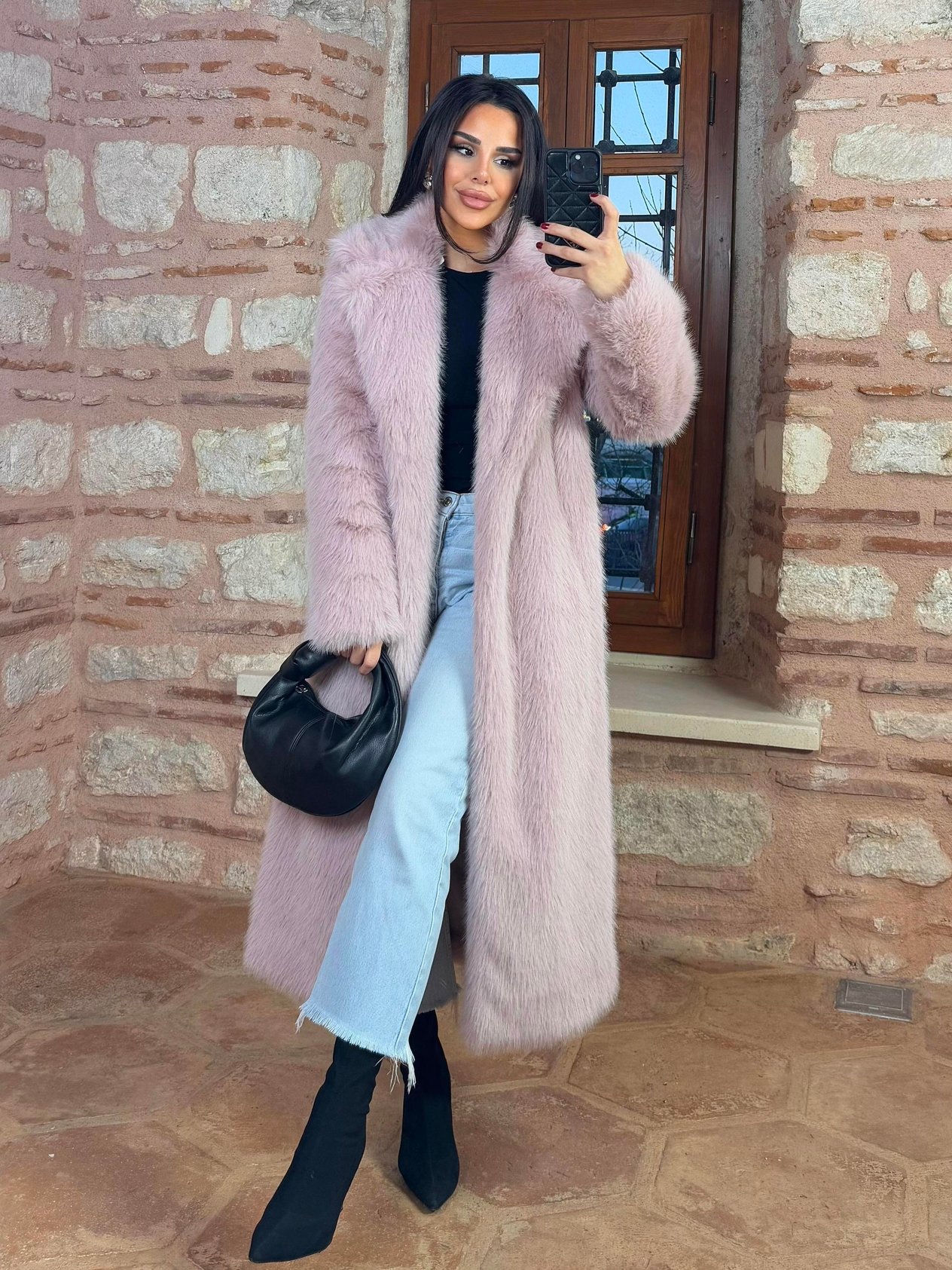 Lyon Kürk Kaban Pembe 