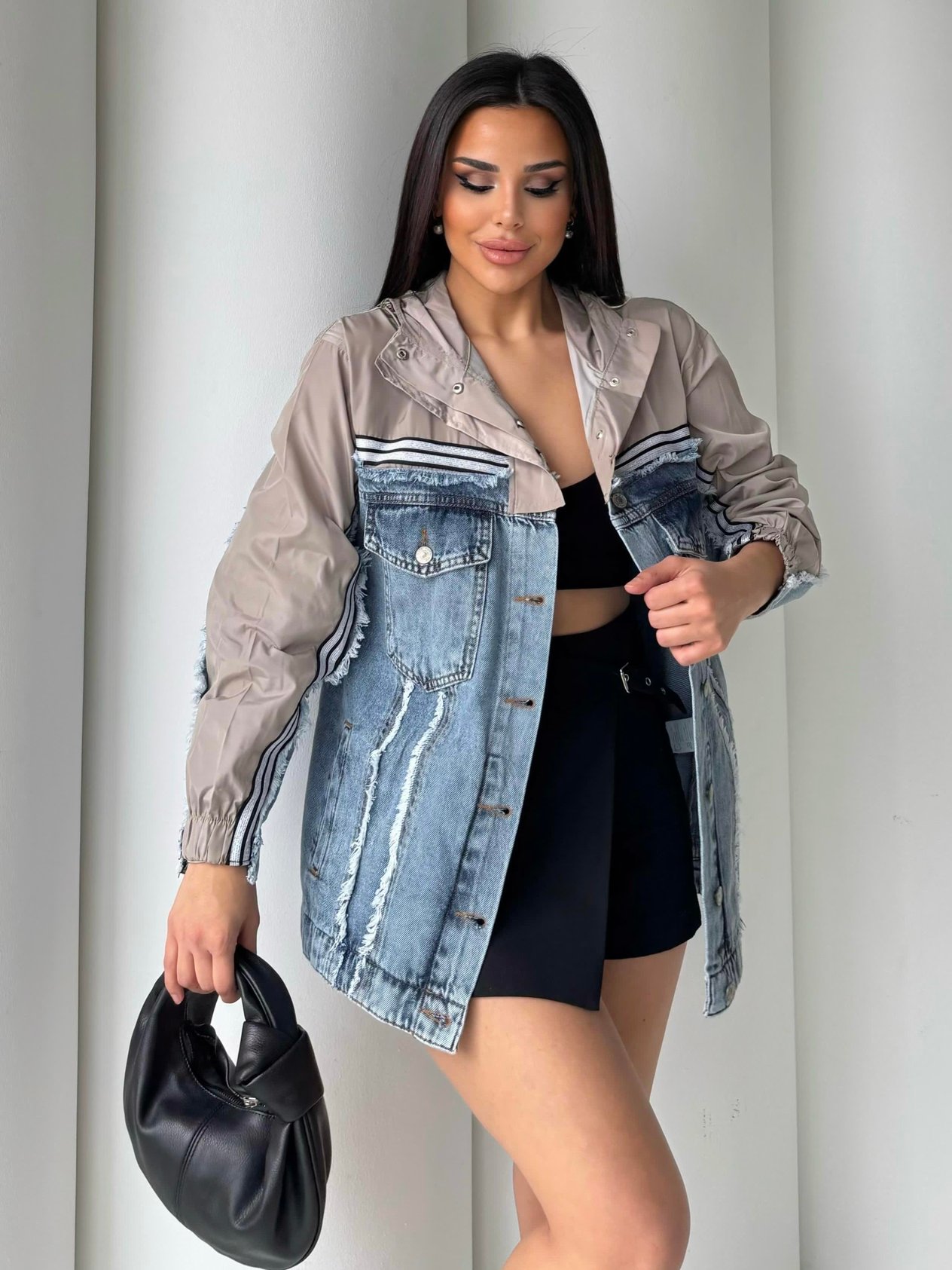 Malt Paraşüt Detaylı Denim Ceket Bej