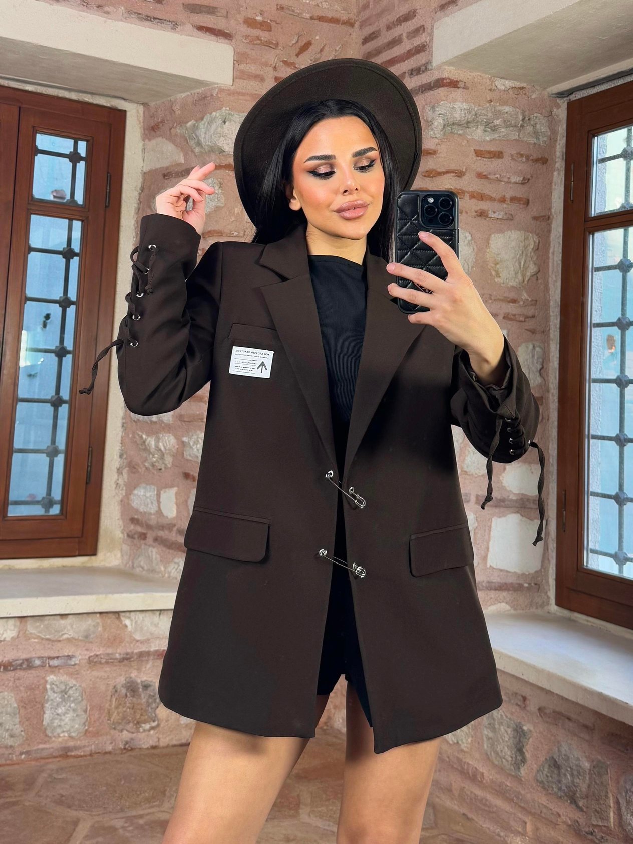 Mojito İp Detaylı Blazer Ceket Kahve