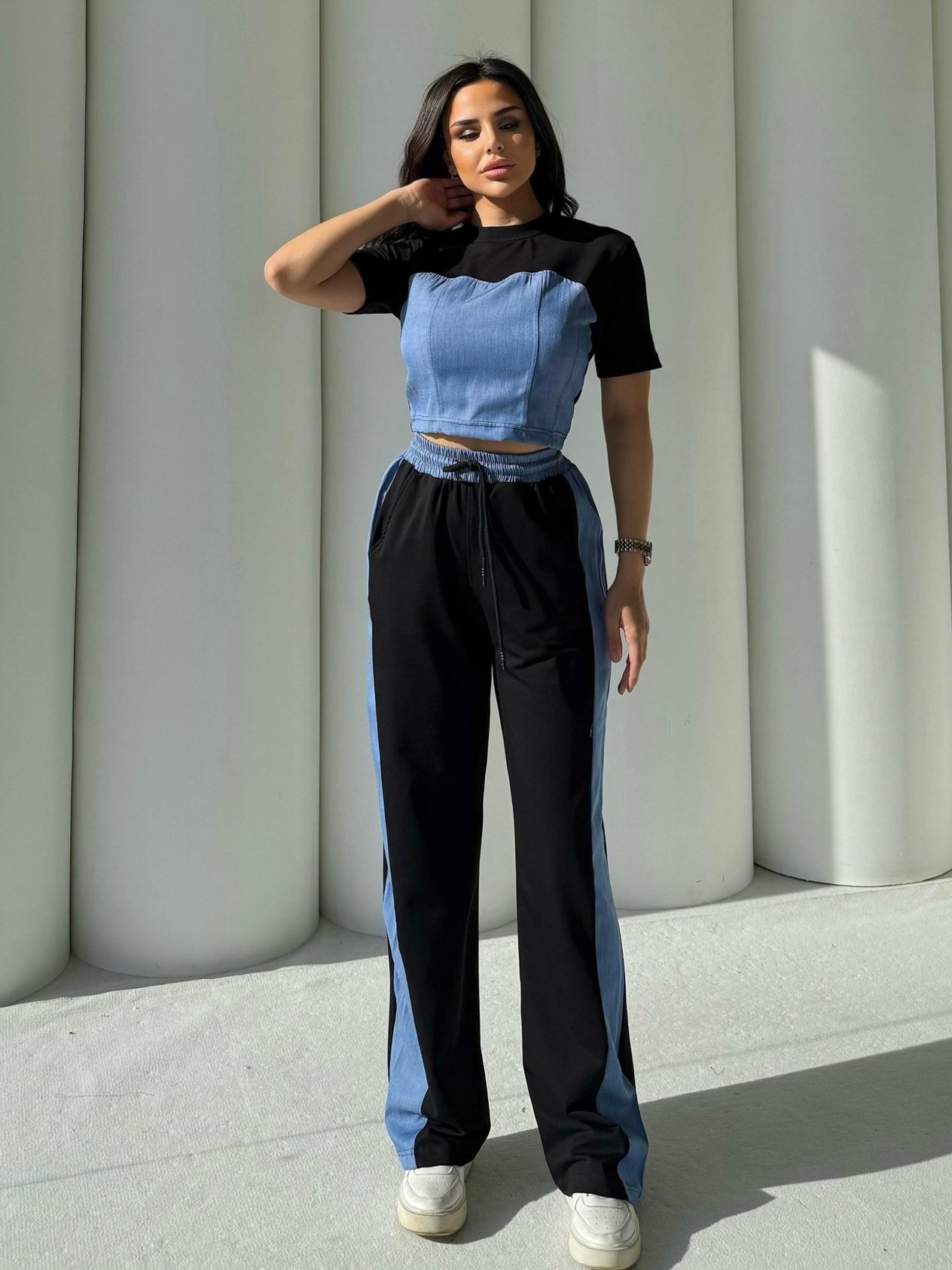 Quas Denim Detaylı Takım Siyah