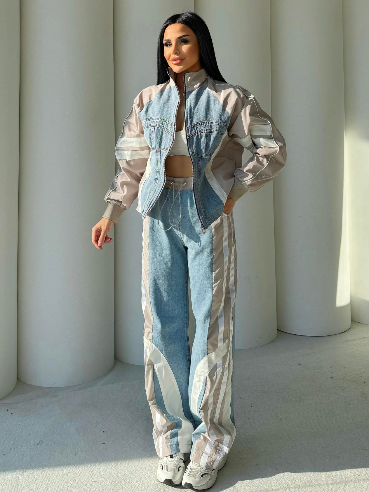 Russet Paraşüt Detaylı Denim Takım Bej