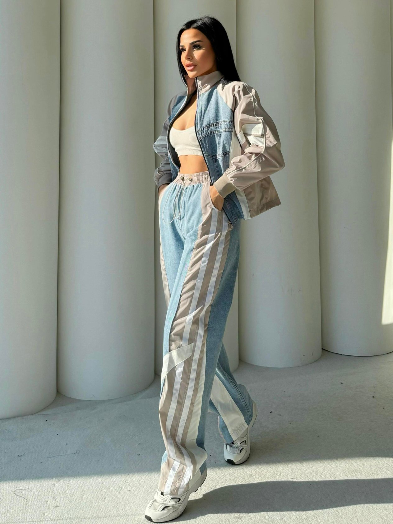 Russet Paraşüt Detaylı Denim Takım Bej