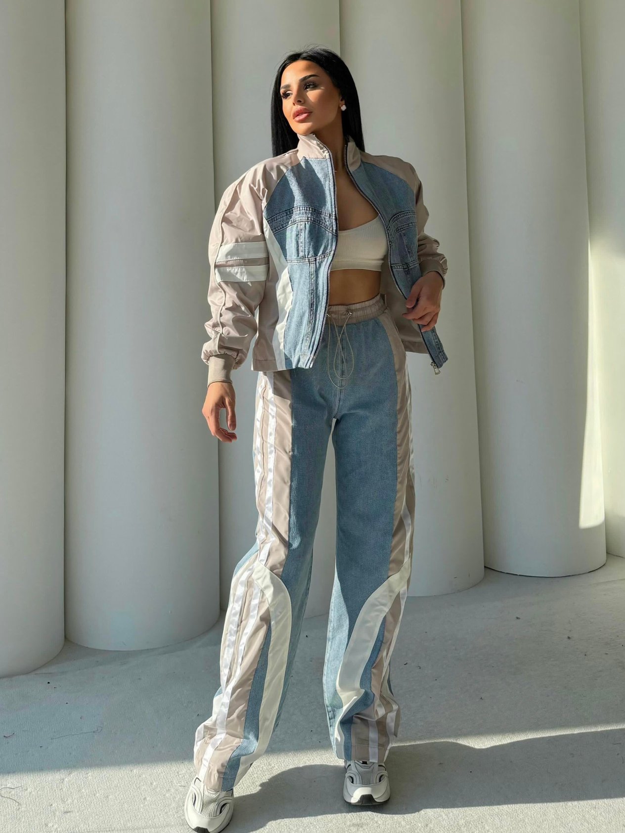 Russet Paraşüt Detaylı Denim Takım Bej