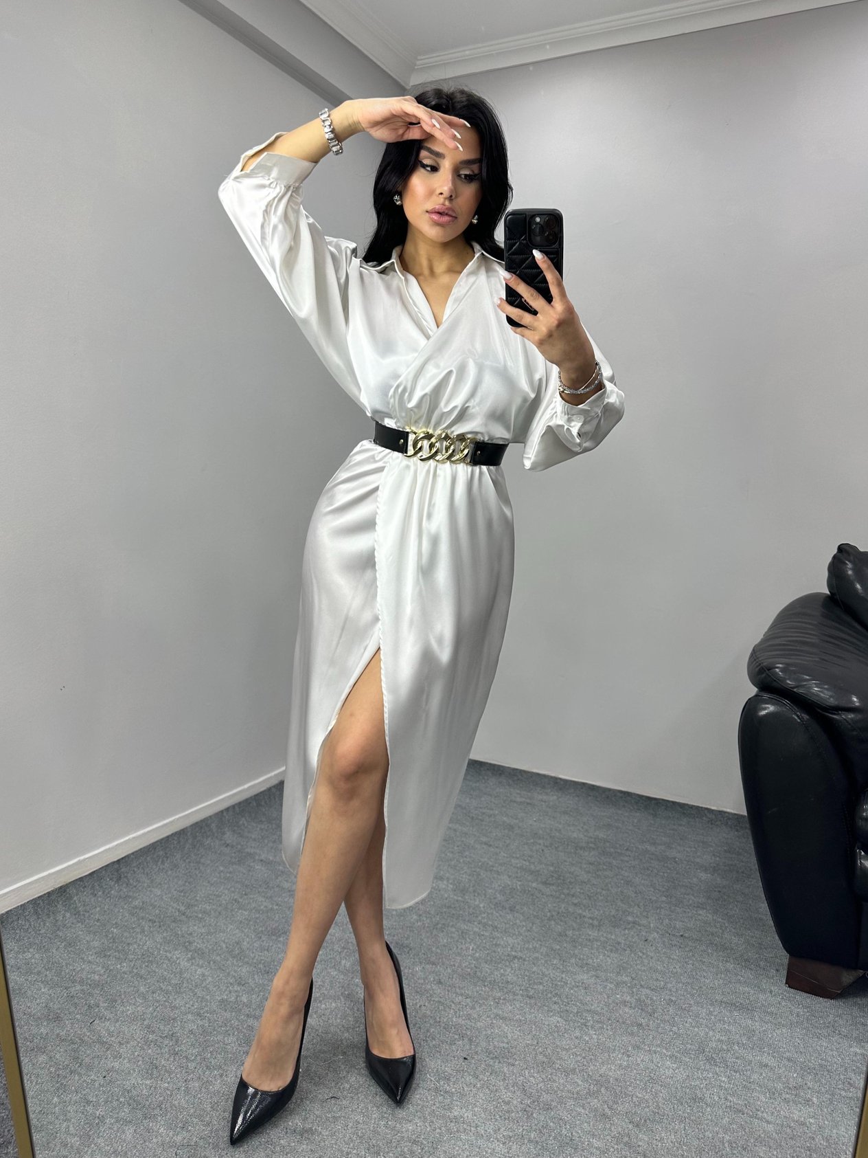 Saten Elbise Beyaz