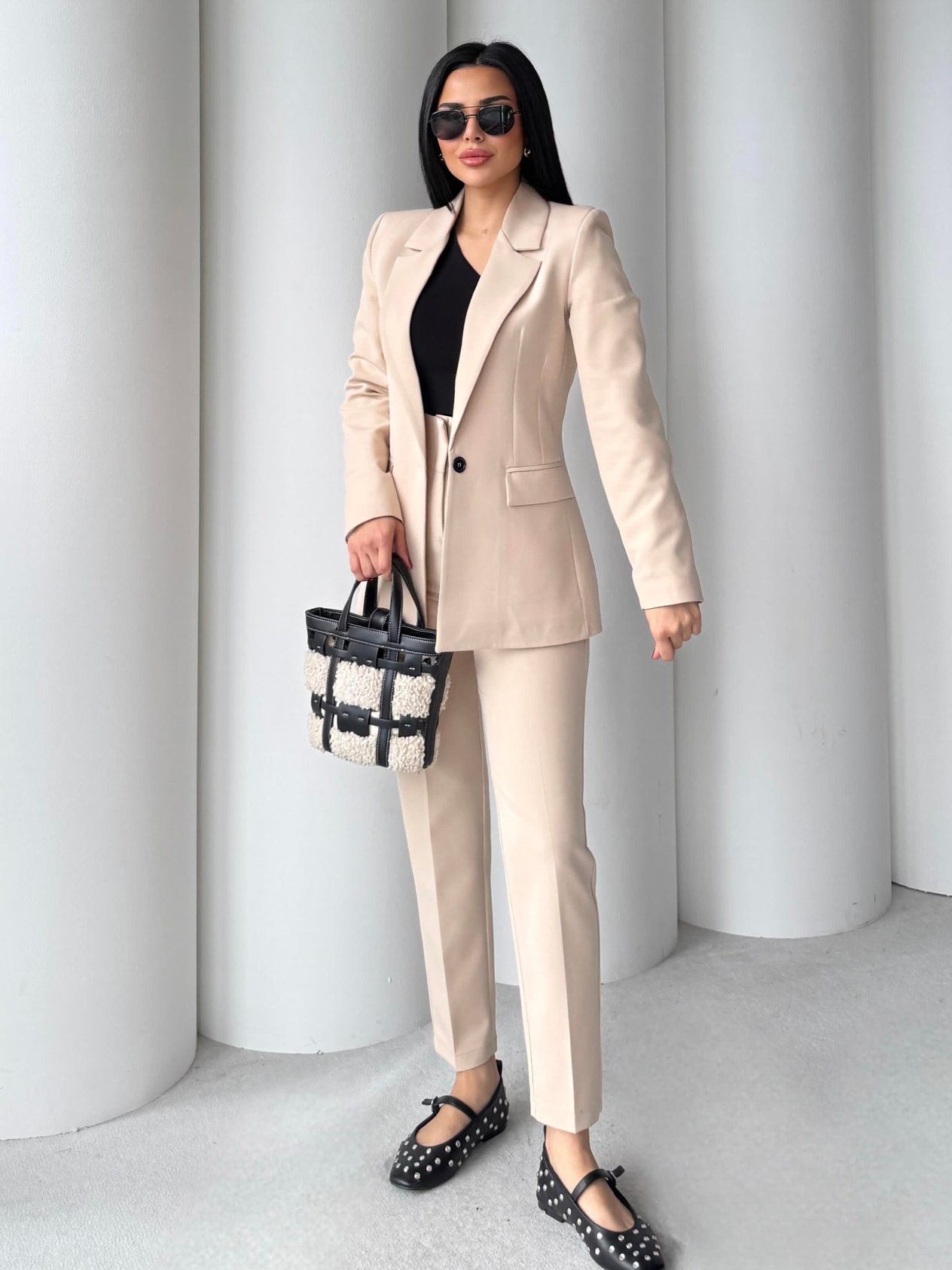 Wandra Blazer Ceketli Takım Bej