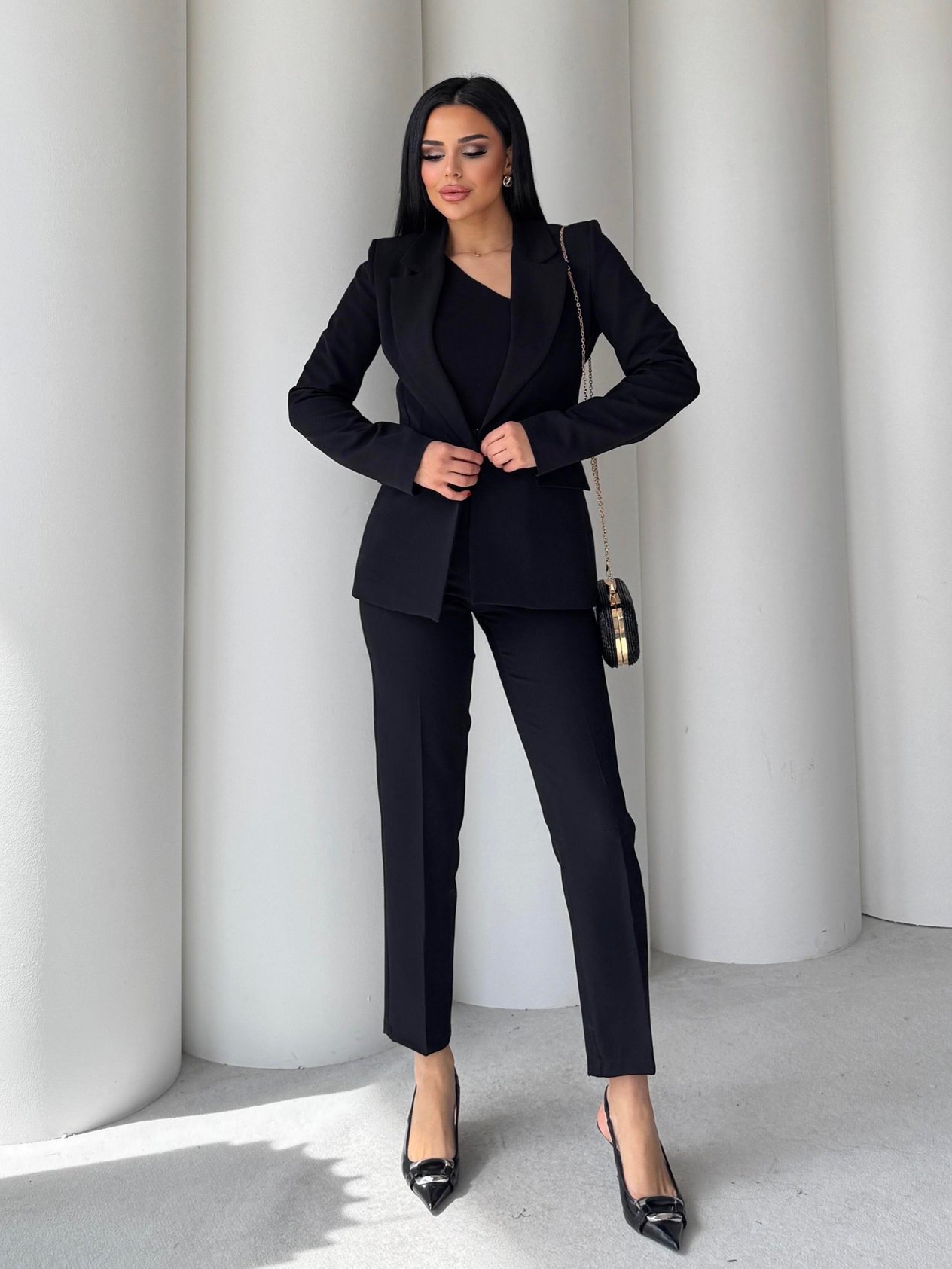 Wandra Blazer Ceketli Takım Siyah