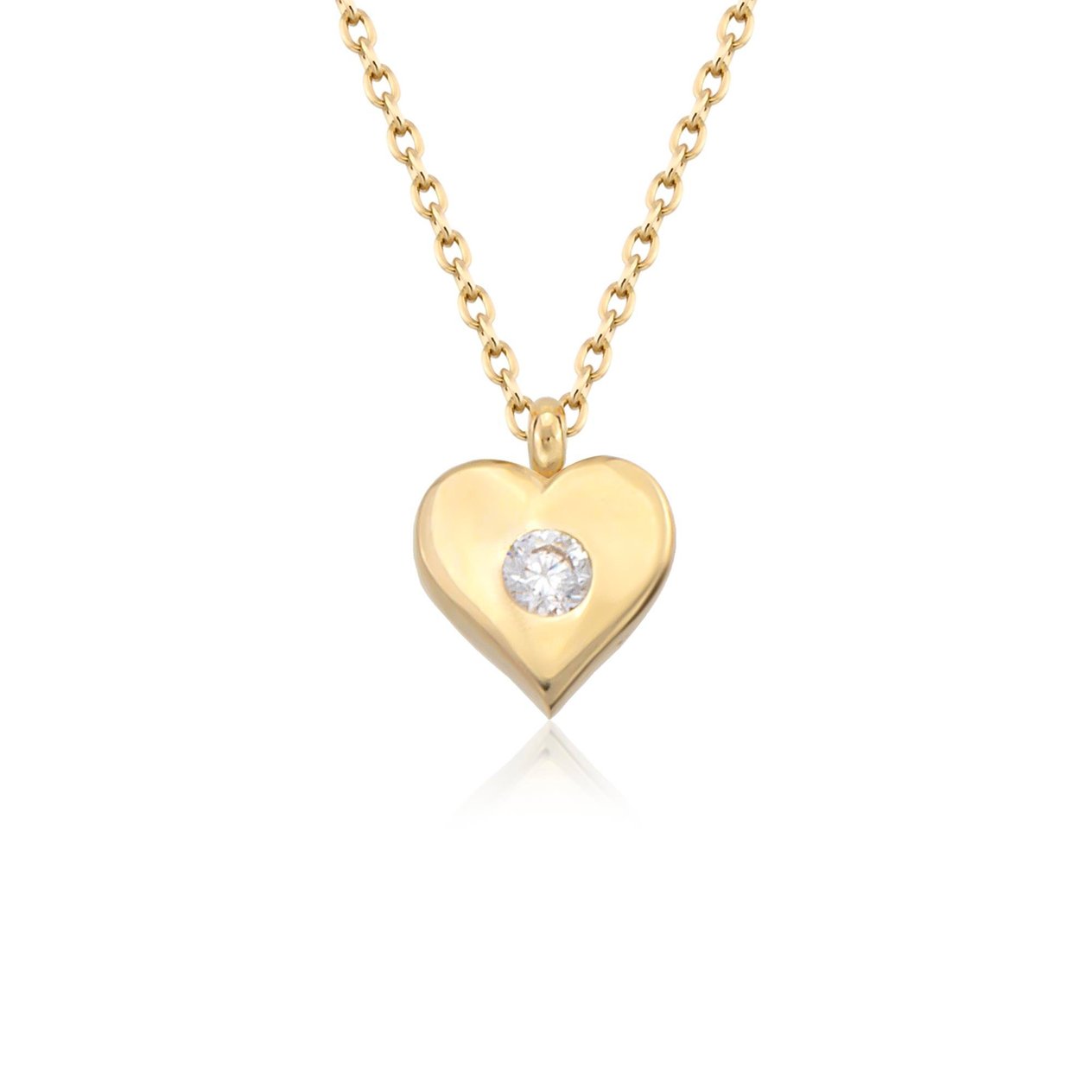 14K Gold Heart Charm Necklace