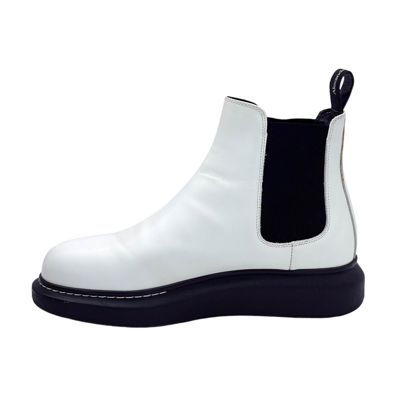  Alexander McQueen White Leather Chelsea Boots 40 ALEXANDER MCQUEEN  