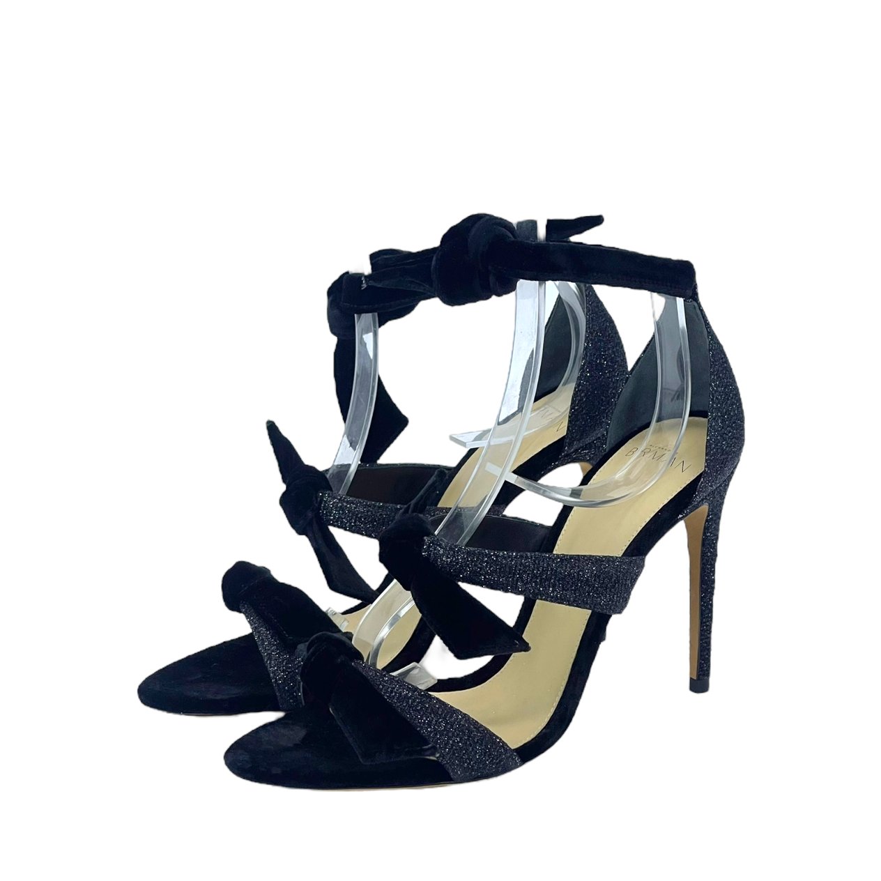  Alexandre Birman Black Mary Glitter Velvet Sandals 38.5 ALEXANDRE BIRMAN  