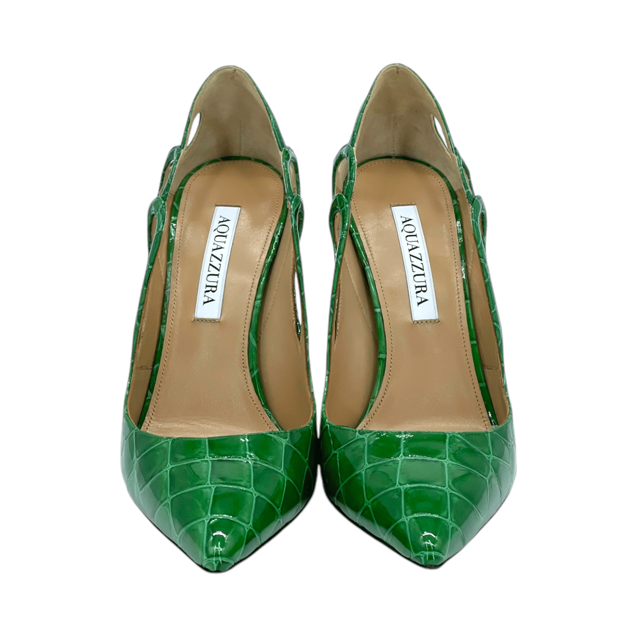  Aquazzura Green Croco Effect Fenix Pumps 38 AQUAZZURA  