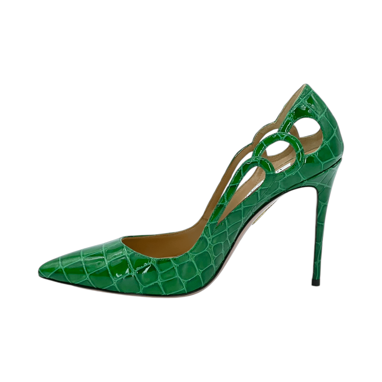 Aquazzura Green Croco Effect Fenix Pumps 38 AQUAZZURA  