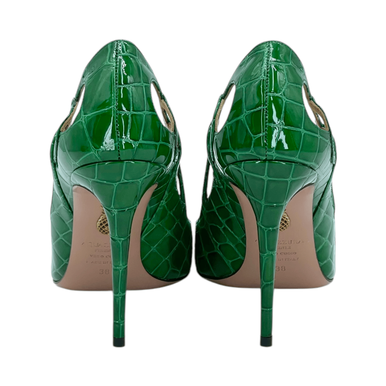  Aquazzura Green Croco Effect Fenix Pumps 38 AQUAZZURA  