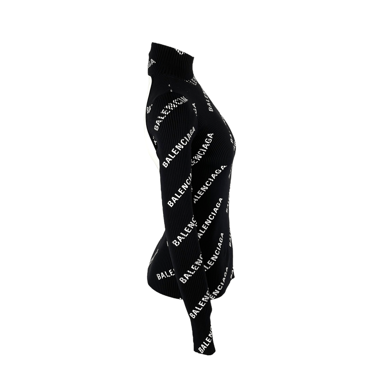  Balenciaga Black Turtleneck Ribbed Knit Open Back Sweater S BALENCIAGA  