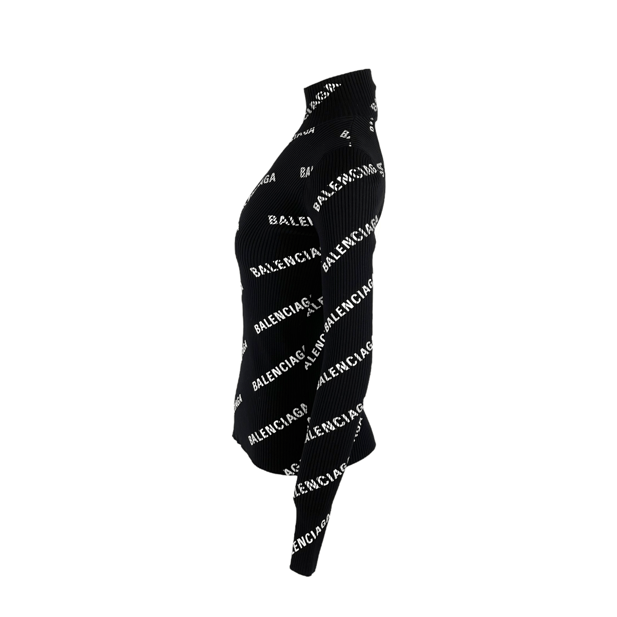  Balenciaga Black Turtleneck Ribbed Knit Open Back Sweater S BALENCIAGA  
