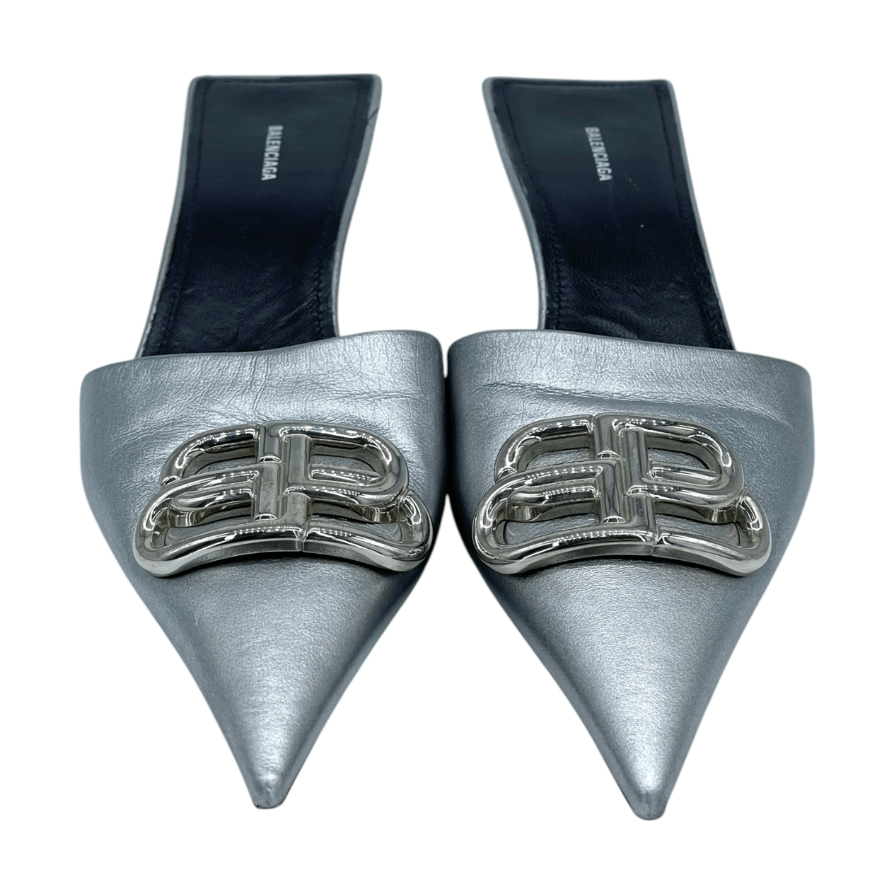  Balenciaga Calfskin BB Pointy Toe Mule 37 BALENCIAGA  