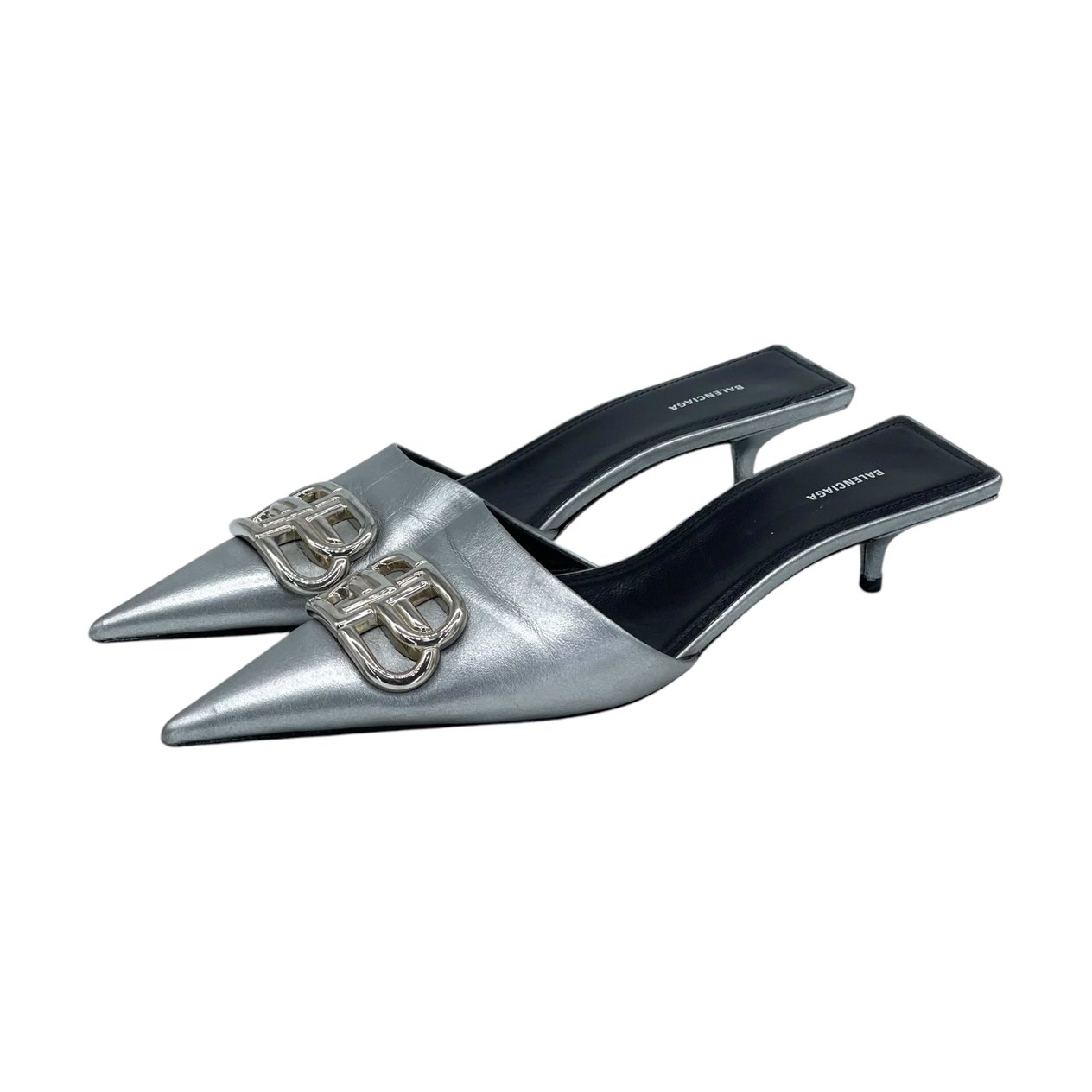  Balenciaga Calfskin BB Pointy Toe Mule 37 BALENCIAGA  