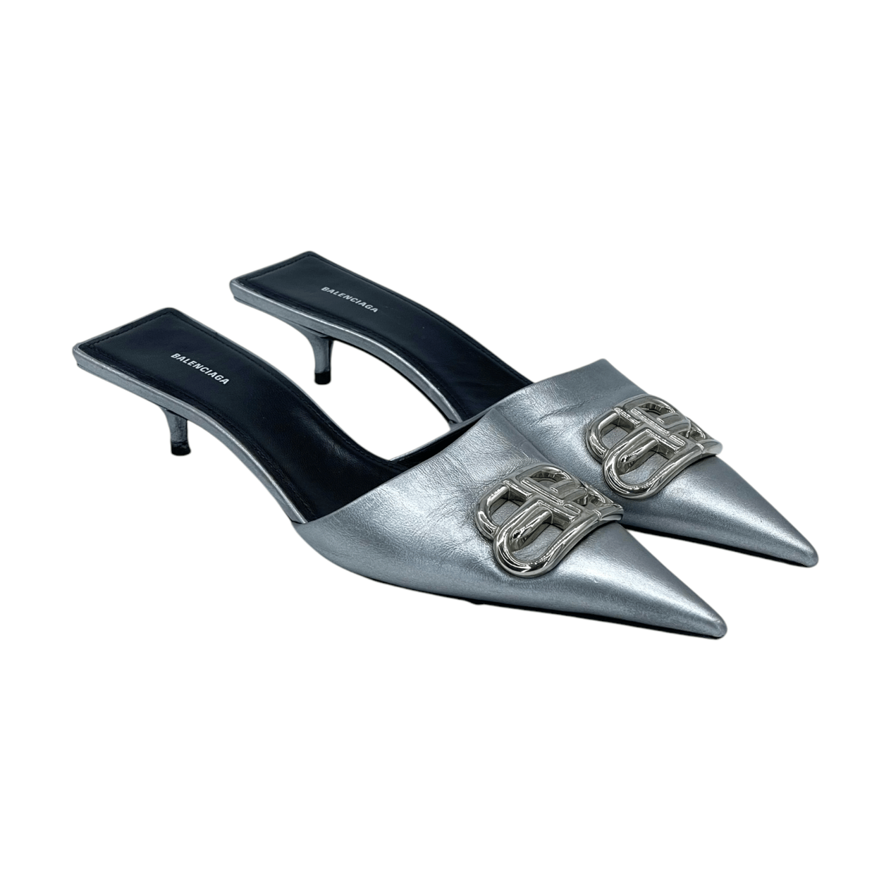  Balenciaga Calfskin BB Pointy Toe Mule 37 BALENCIAGA  