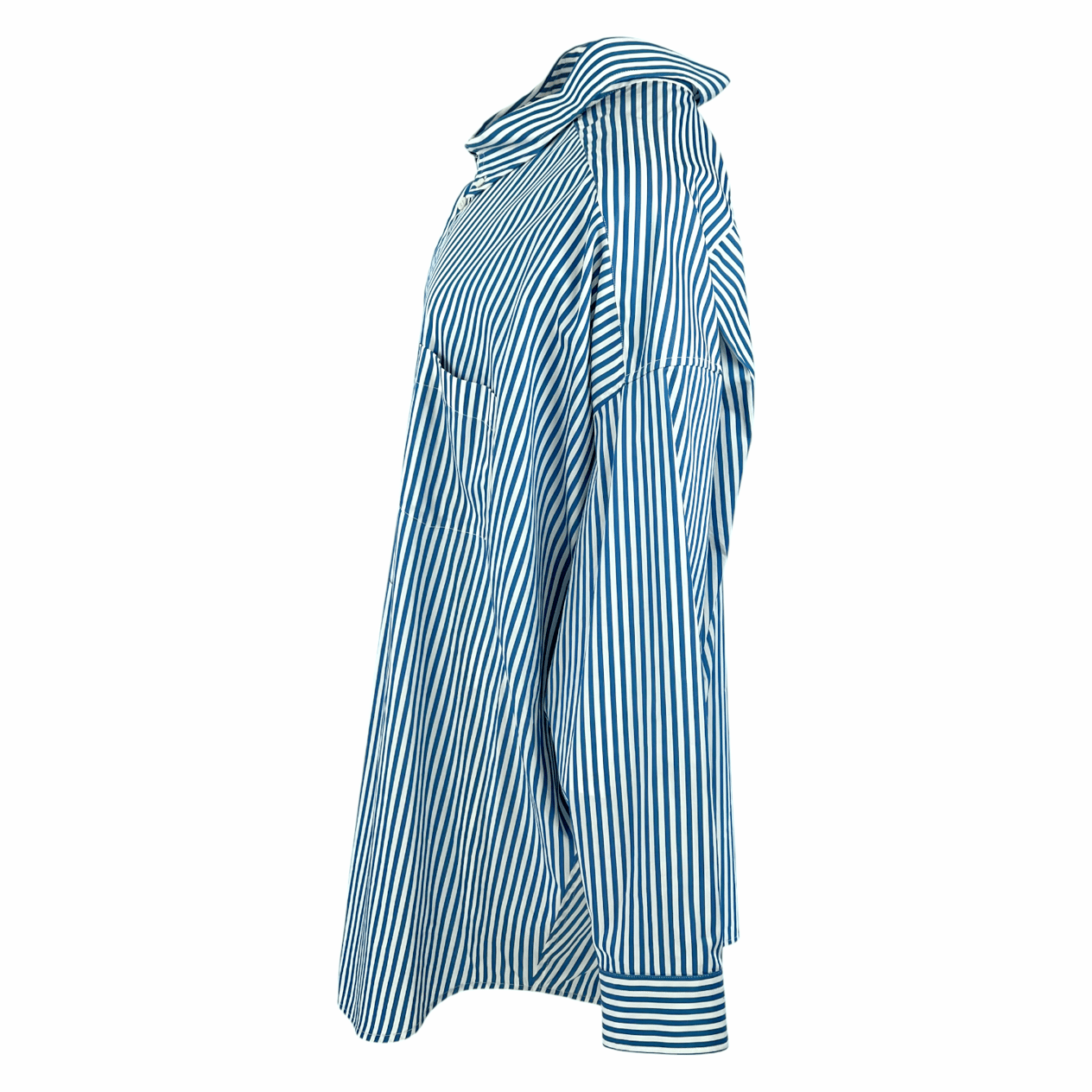  Balenciaga Turquoise White Striped Logo Print Shirt 38 BALENCIAGA  