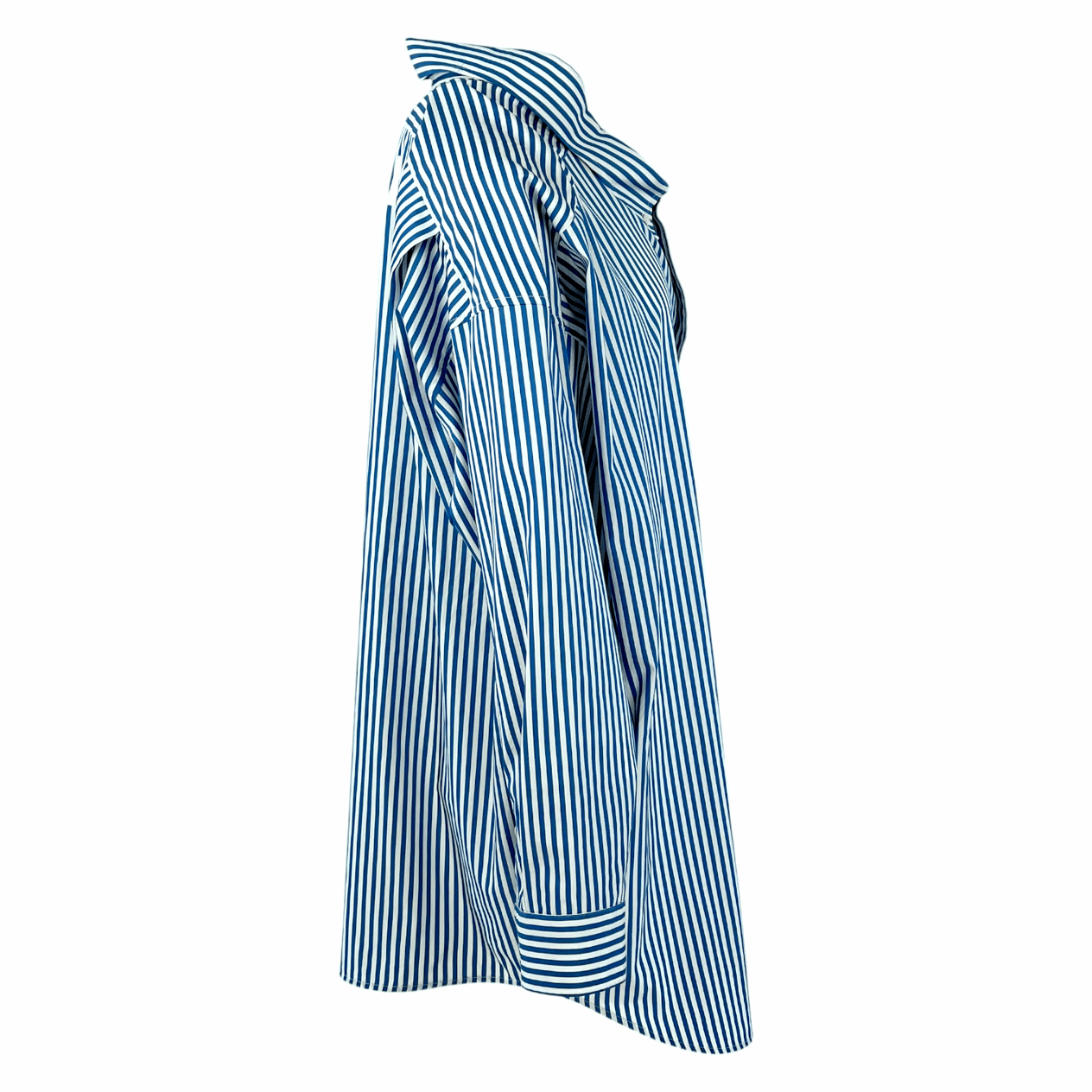  Balenciaga Turquoise White Striped Logo Print Shirt 38 BALENCIAGA  