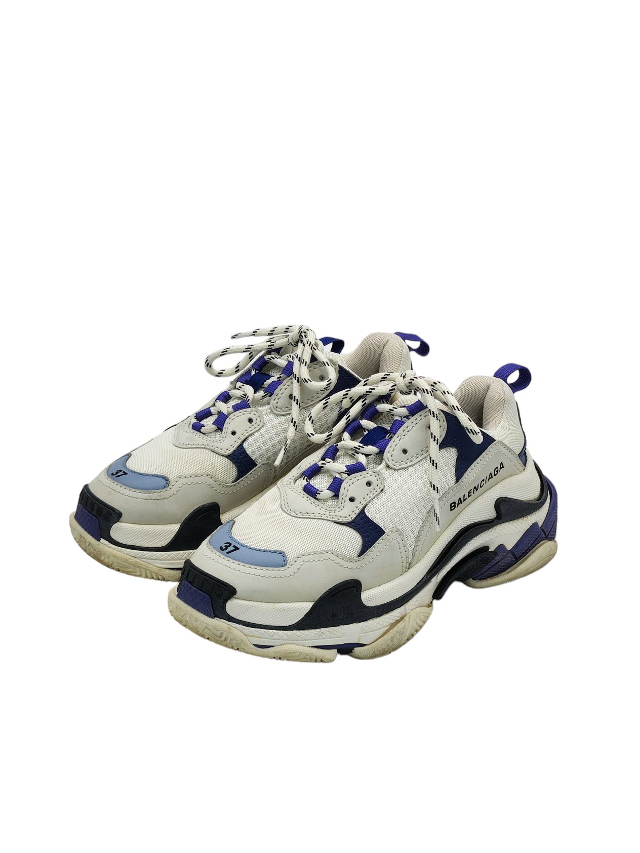  Balenciaga White Purple Blue Triple S Sneakers BALENCIAGA  