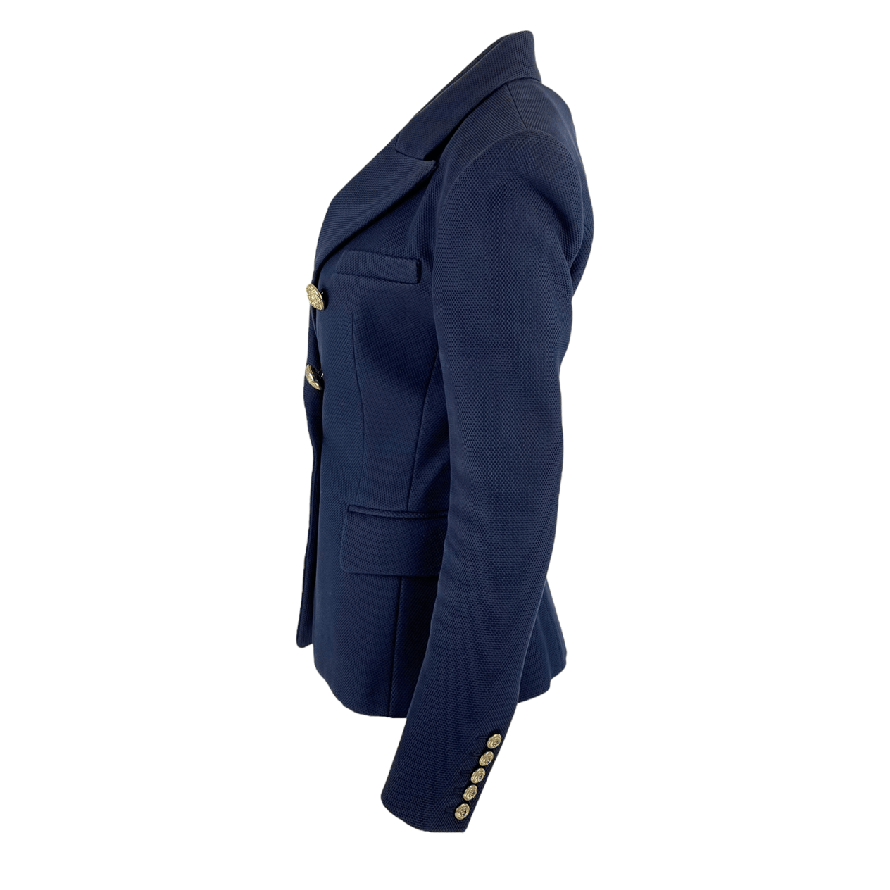  Balmain Navy Blue Cotton Double Breasted Blazer Jacket 38 BALMAIN  