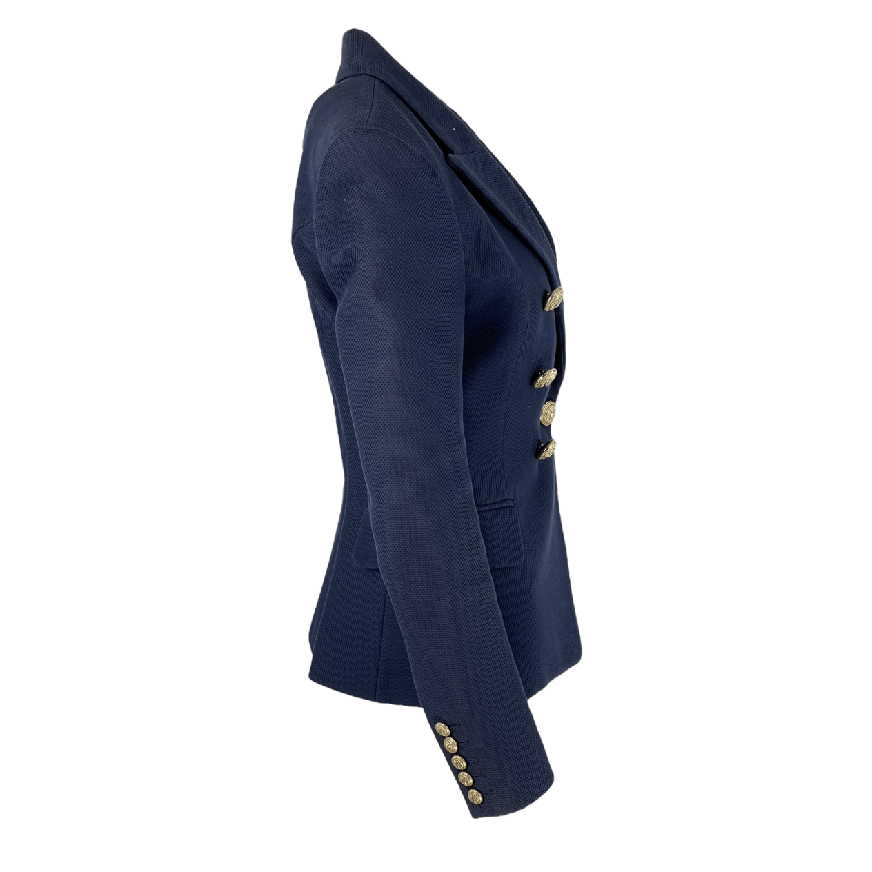  Balmain Navy Blue Cotton Double Breasted Blazer Jacket 38 BALMAIN  