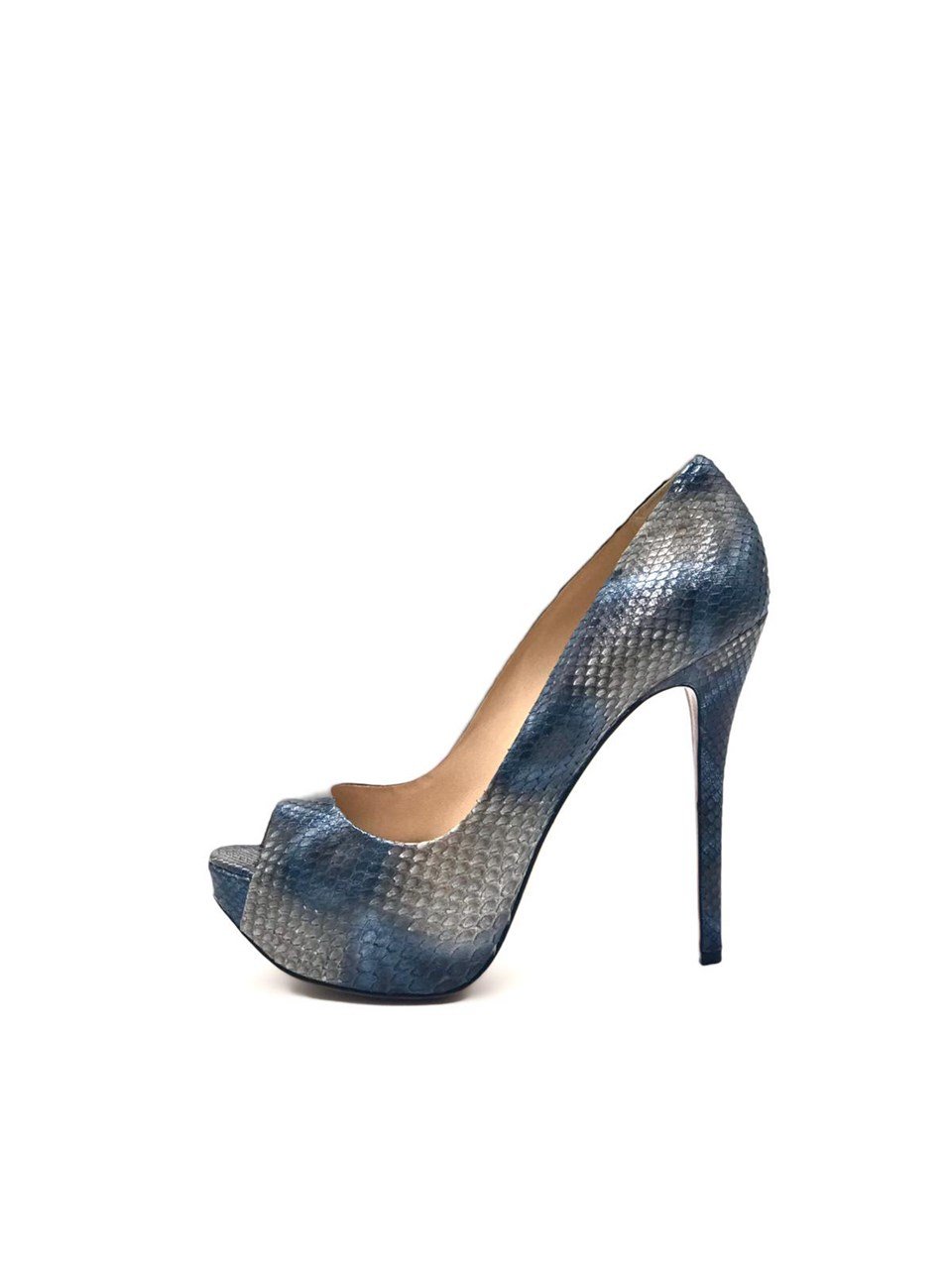 Blue & Grey Python High Heels