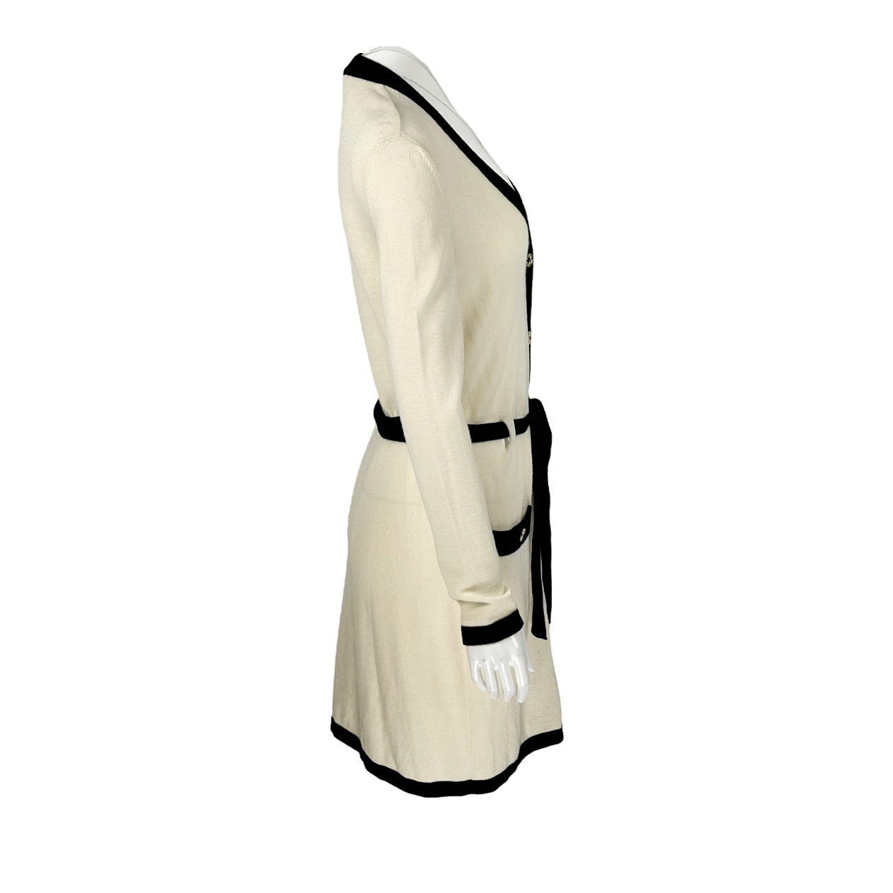  Boutique Moschino Beige Black Wool Cardigan IT38 BOUTIQUE MOSCHINO  