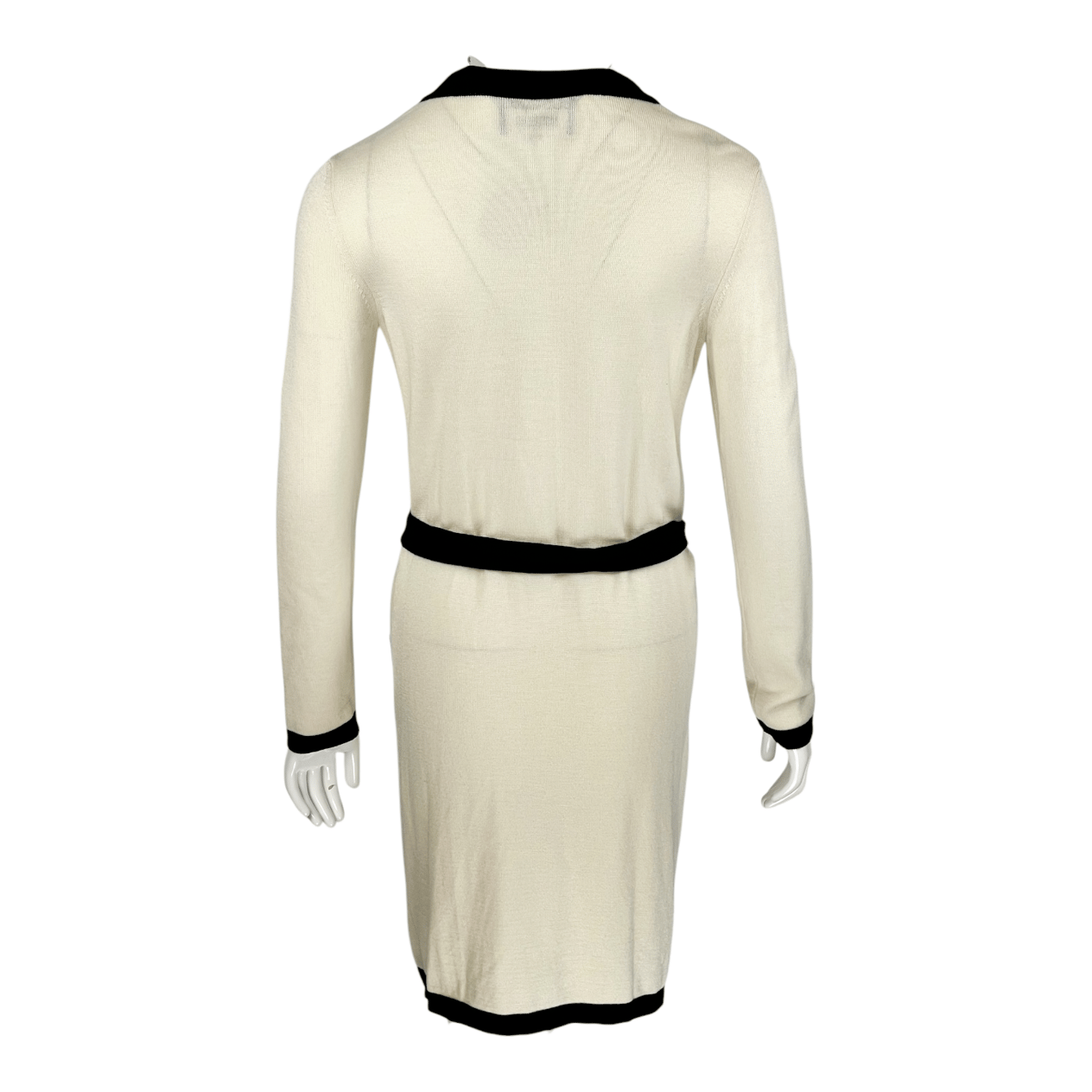  Boutique Moschino Beige Black Wool Cardigan IT38 BOUTIQUE MOSCHINO  