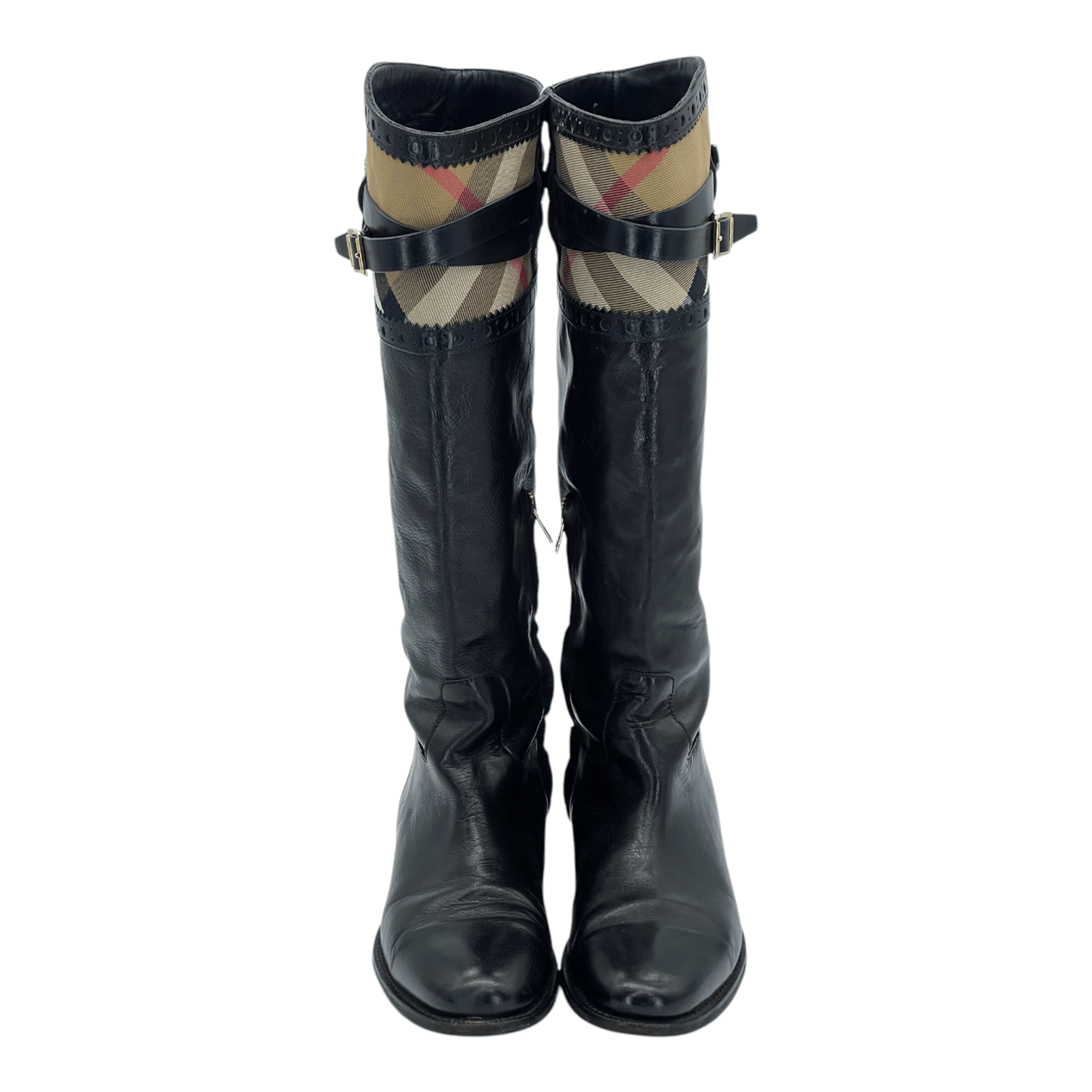  Burberry Black Leather Long Boots 39 BURBERRY  