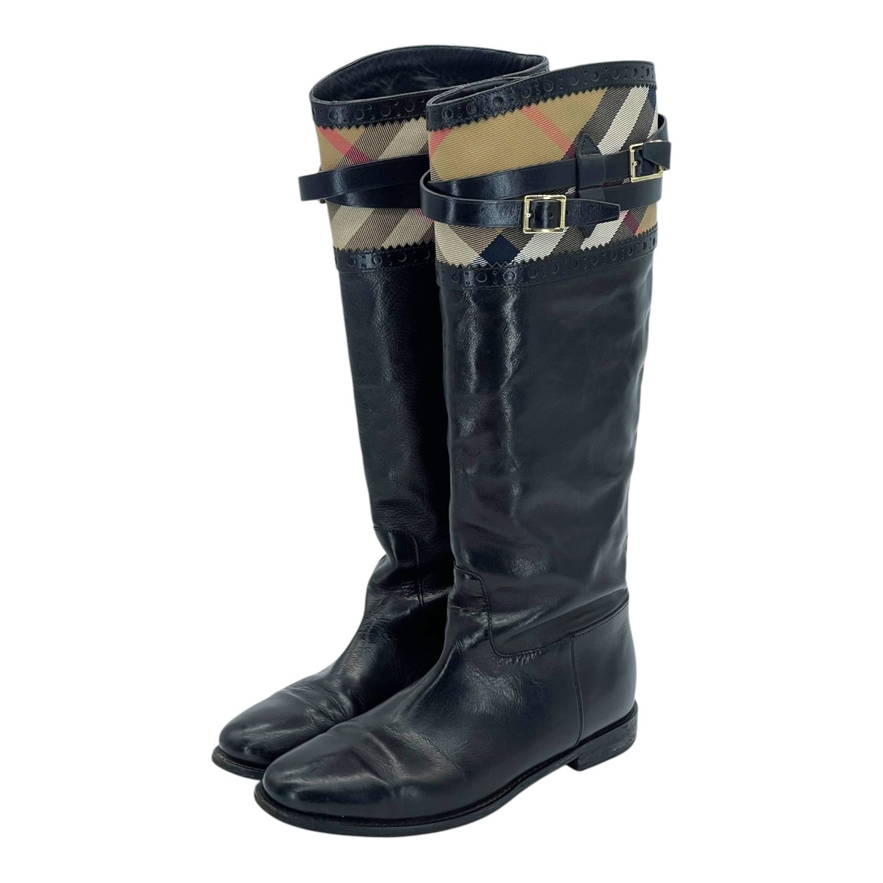  Burberry Black Leather Long Boots 39 BURBERRY  