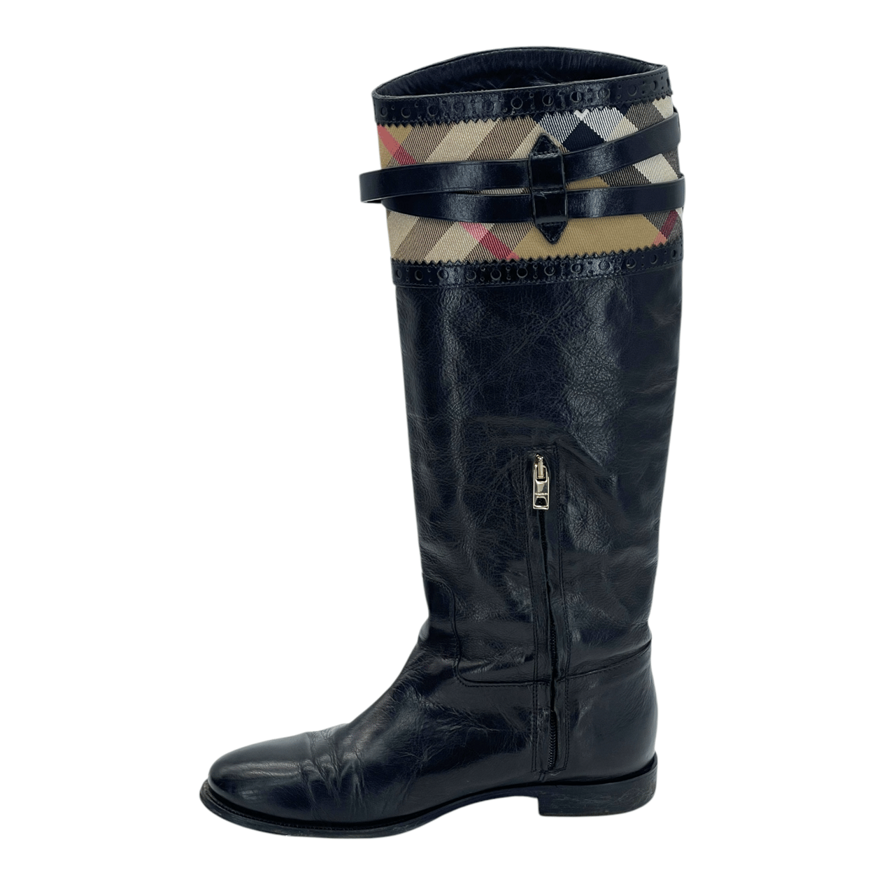  Burberry Black Leather Long Boots 39 BURBERRY  