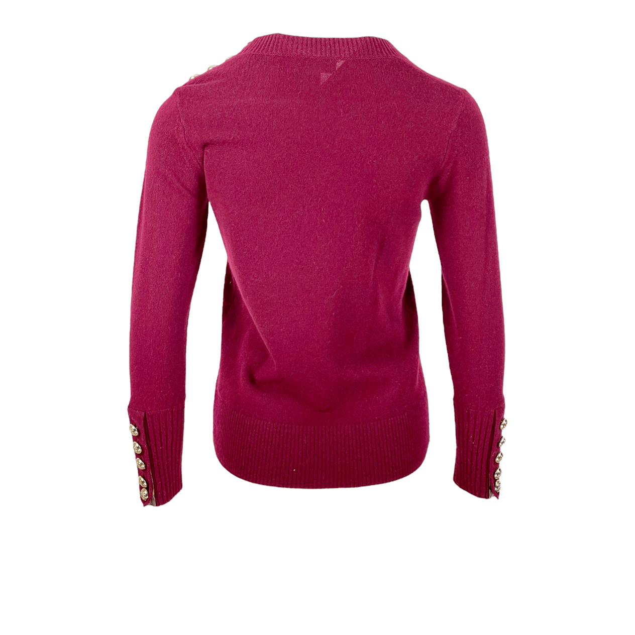  Burberry Burgundy Cashmere Gold Button Sweater S BURBERRY  