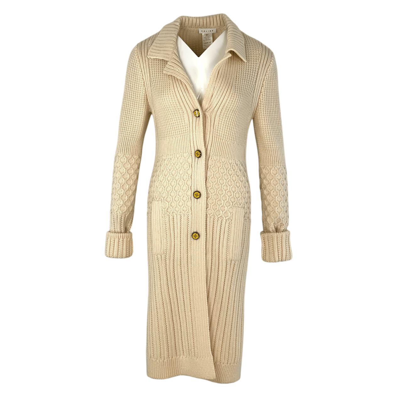  Celine Cream Long Cardigan M CELINE  