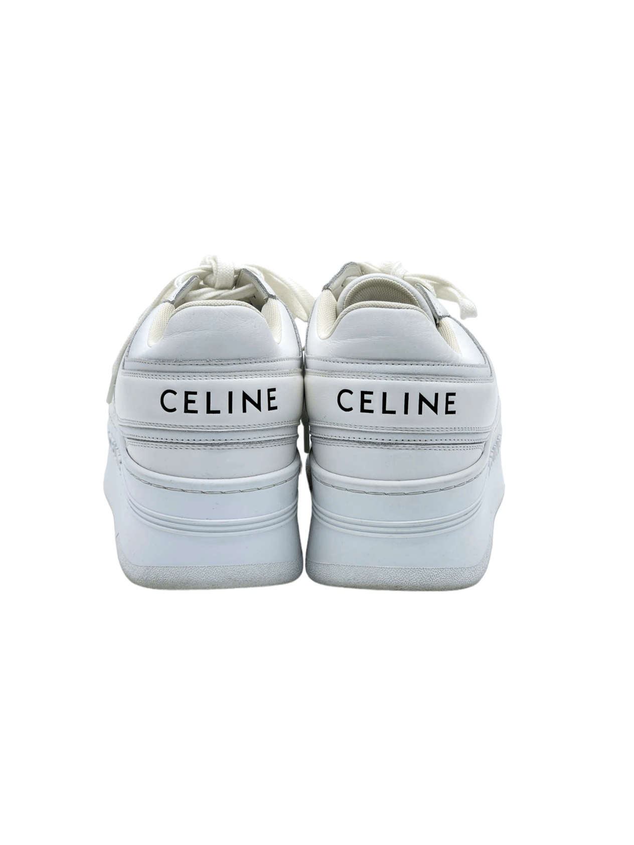  Celine White Calfskin Block Sneakers 38 CELINE  
