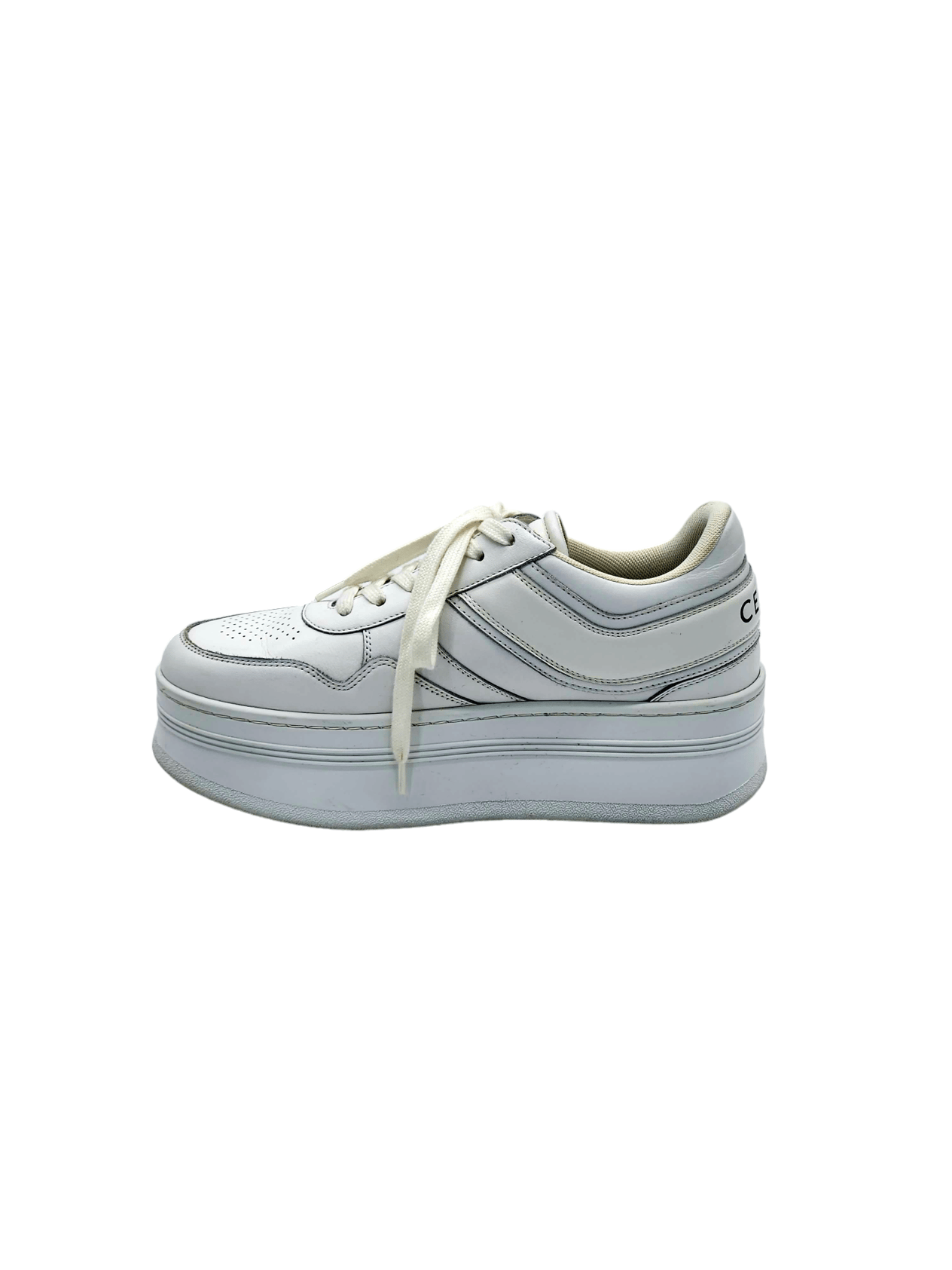  Celine White Calfskin Block Sneakers 38 CELINE  
