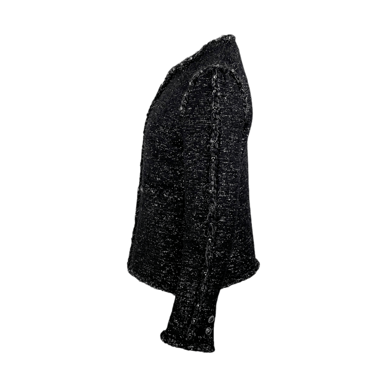  Chanel Black Tweed Paris Dallas Studded Braided Trim 2014 Jacket 40 CHANEL  