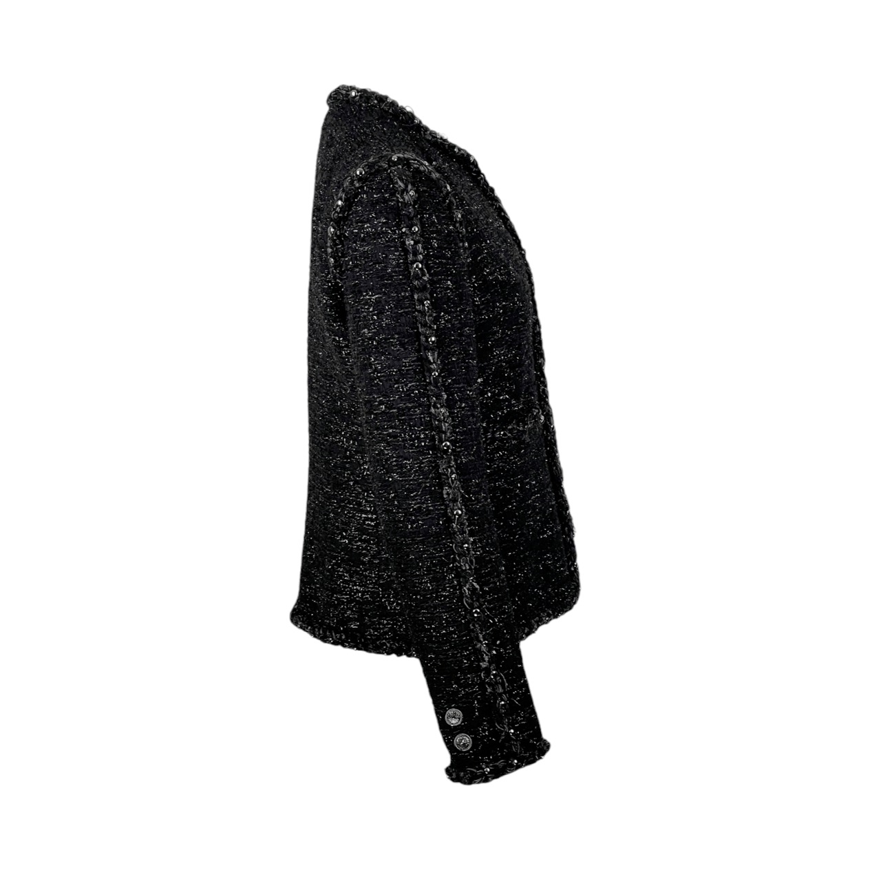  Chanel Black Tweed Paris Dallas Studded Braided Trim 2014 Jacket 40 CHANEL  