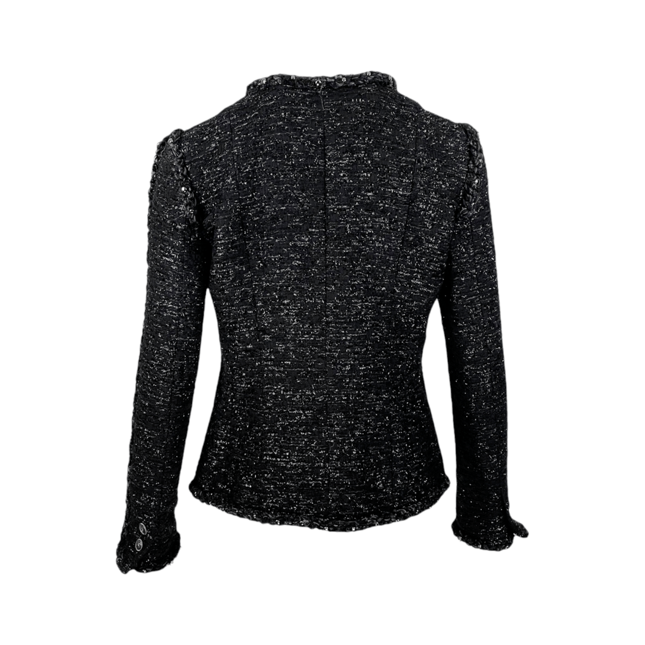  Chanel Black Tweed Paris Dallas Studded Braided Trim 2014 Jacket 40 CHANEL  
