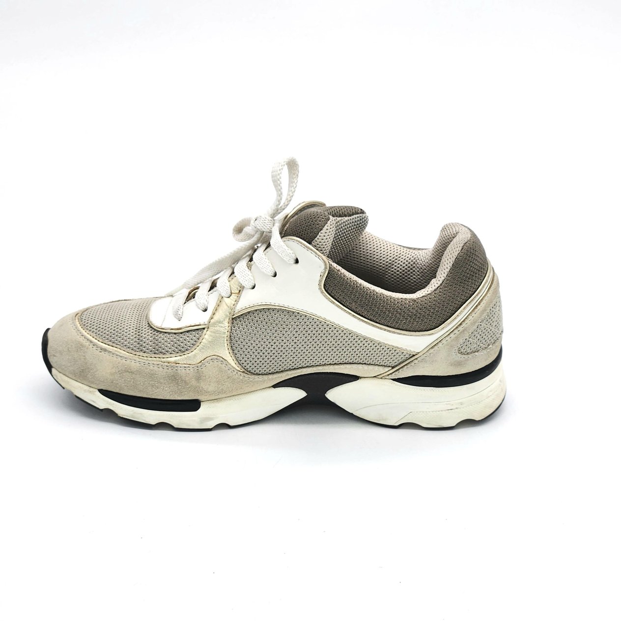  Chanel CC Logo Khaki Suede Leather 37 CHANEL  