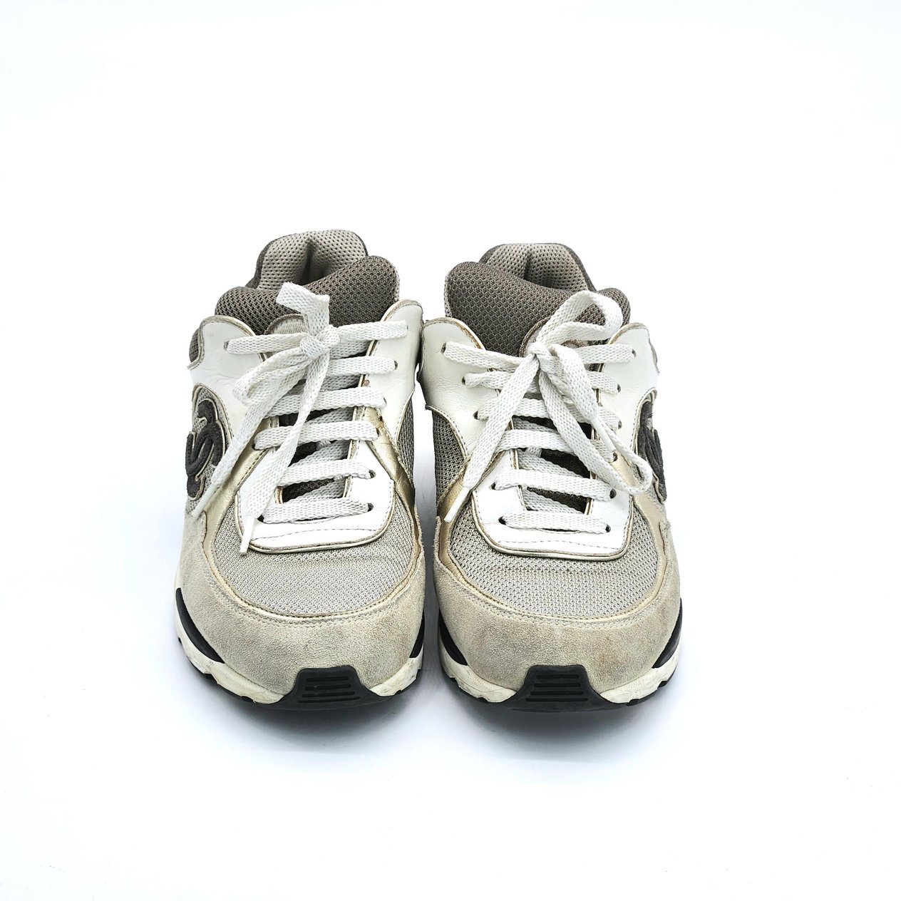  Chanel CC Logo Khaki Suede Leather 37 CHANEL  