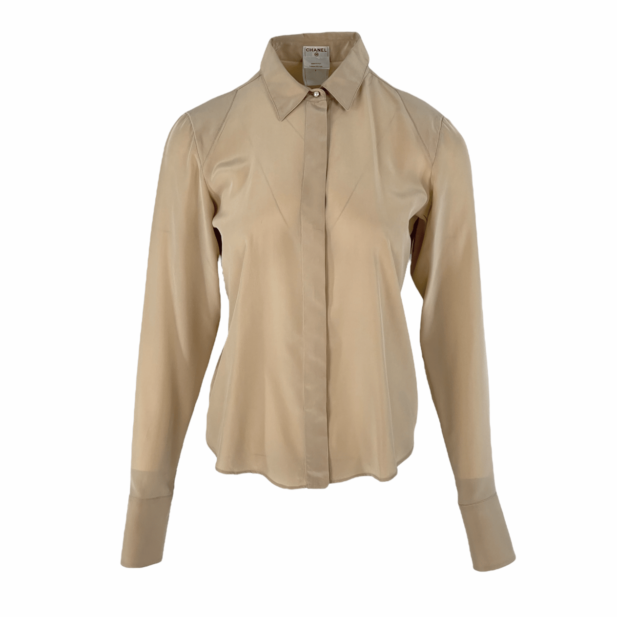  Chanel Cream Silk Shirt 38 CHANEL  
